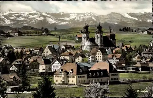 Ak Lindenberg im Allgäu Schwaben, Teilansicht, Kirche, Berge