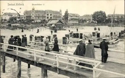 Ak Ostseebad Ahlbeck auf Usedom, Strand, Steg