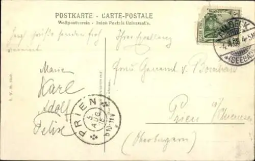 Ak Ostseebad Ahlbeck auf Usedom, Strand, Steg