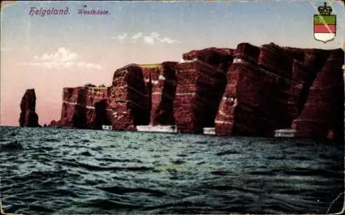 Ak Nordseeinsel Helgoland, Westküste, Wappen