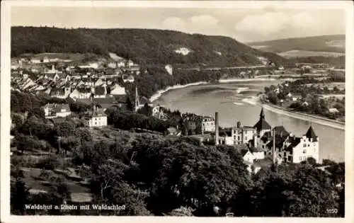 Ak Waldshut Tiengen am Hochrhein, Panorama, Waldschloss