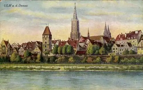 Ak Ulm an der Donau, Stadtmauer, Münster