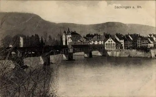 Ak Bad Säckingen am Hochrhein, Gesamtansicht, Brücke