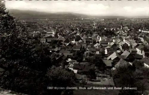 Ak Grenzach Wyhlen am Rhein, Panorama mit Basel