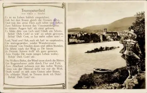 Ak Bad Säckingen am Hochrhein, Panorama, Restaurant u. Waldcafe am Bergsee, Trompeterlied