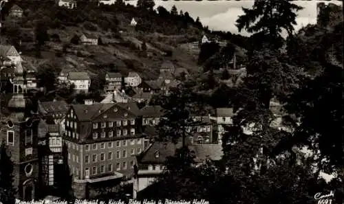 Ak Monschau Montjoie in der Eifel, Kirche, Rotes Haus, Burgruine Haller