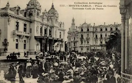 Ak Monte-Carlo Monaco, Place du Casino, Terrasse des Café de Paris