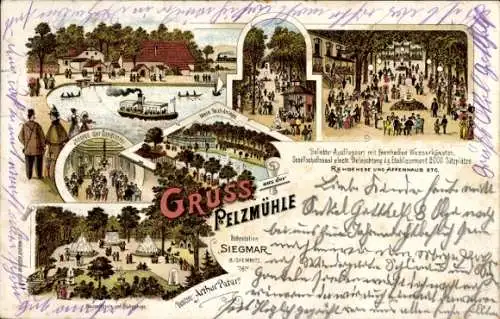 Litho Siegmar Chemnitz in Sachsen, Pelzmühle, Konditorei, Teichanlage