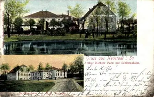 Ak Neustadt in Sachsen, Arthur Richter Park mit Schützenhaus, Inh. Rud. Weissbach