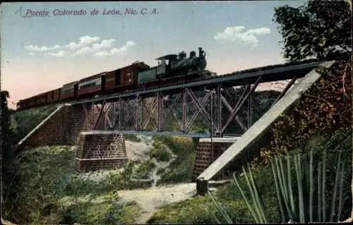 Ak León Nicaragua, Puente Colorado, Eisenbahnbrücke