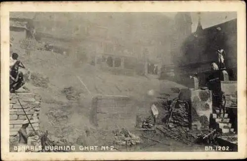 Ak Varanasi Benares Indien, Burning Ghat 2