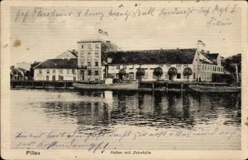 Ak Baltijsk Pillau Ostpreußen, Hafen mit Ilskefalle, Wasserseite