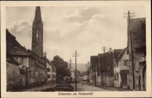 Ak Eichstetten am Kaiserstuhl, Kirche, Straßenpartie