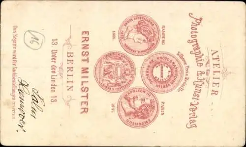 CDV 1874, Salm, Second Lieutenant 1. Hannoversches Infanterie Regiment 74