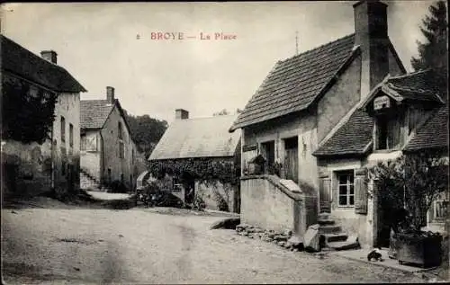 Ak Broye Saone et Loire, La Place