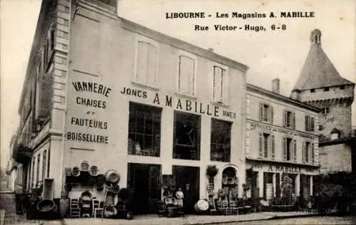 Ak Libourne Gironde, Les Magasins A. Mabille, Rue Victor Hugo