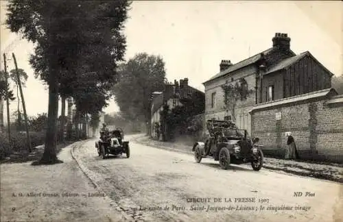 Ak Circuit de la Presse 1907, die Straße nach Paris, Saint Jacques de Lisieux