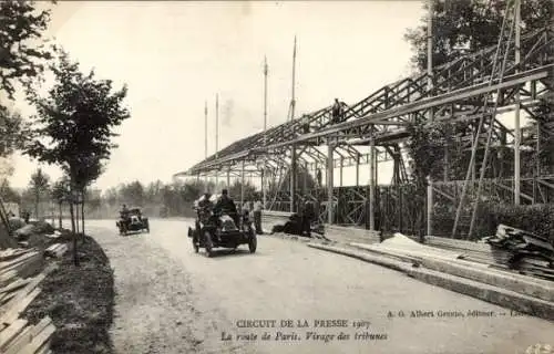 Ak Circuit de la Presse 1907, der Weg nach Paris, Wende der Tribüne