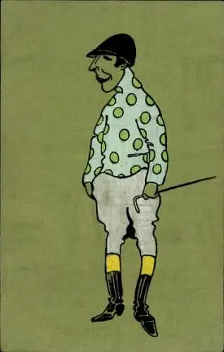 Künstler Ak Jockey, Karikatur