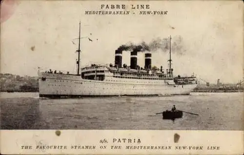 Ak Dampfer SS Patria, Fabre Line