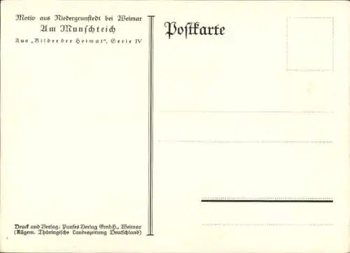 Künstler Ak Braune, Erwin, Niedergrunstedt Weimar in Thüringen, Am Munschteich