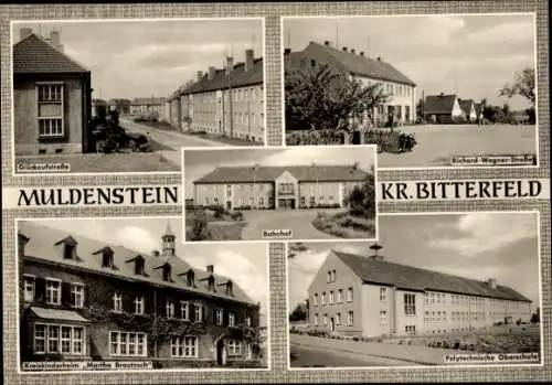 Ak Muldenstein an der Mulde Sachsen Anhalt, Glückaufstraße, Richard-Wagner-Straße, Kreiskinderheim