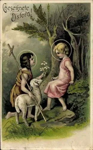 Litho Glückwunsch Ostern, Religion, Lamm, Jesus