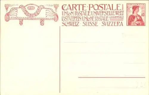 Ganzsachen Ak Schweiz, Gründung des Weltpostvereins, Einweihung des Denkmals 1909