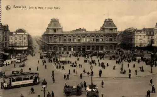 Ak Brüssel Brüssel, Gare du Nord, Place Rogier