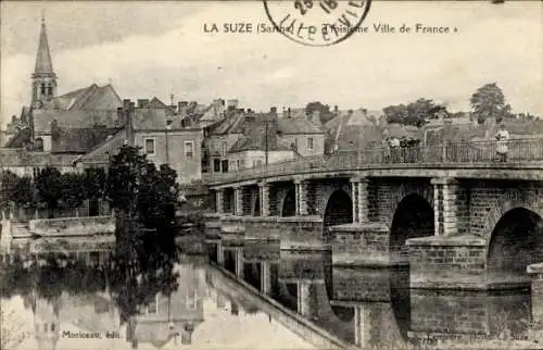 Ak La Suze Sarthe, Pont Pierre, Stadt Frankreich