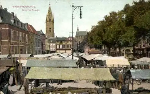 Ak 's Gravenhage Den Haag Südholland, Großer Markt