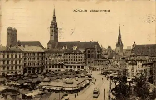 Ak München, Viktualienmarkt, Straßenbahn