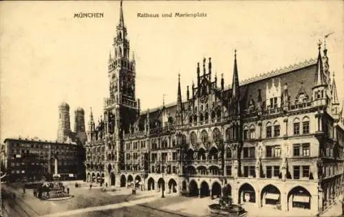 Ak München, Rathaus, Marienplatz