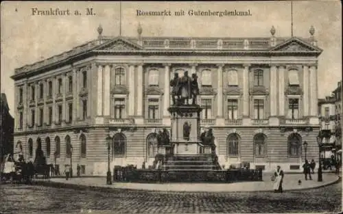 Ak Frankfurt am Main, Rossmarkt mit Gutenbergdenkmal