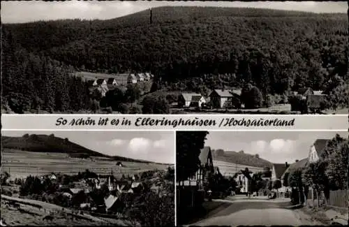 Ak Elleringhausen Olsberg im Sauerland, Blick nach den Bruchhauser Steinen, Straßenansicht