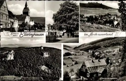 Ak Elleringhausen Olsberg im Sauerland, Bruchhauser Steine, Gierskoppbachtal, Straßenansicht