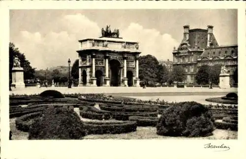 Ak Paris VIII, Triumphbogen, Arc de Triomphe, Jardin des Tuileries