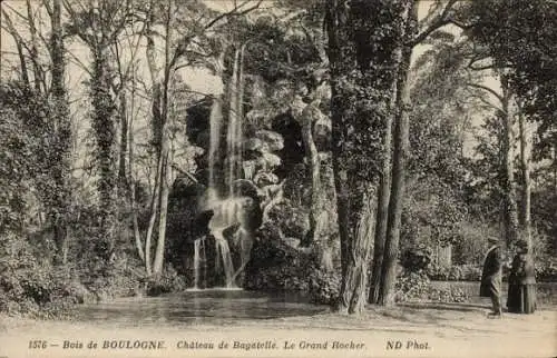 Ak Paris 16. Jahrhundert, Bois de Boulogne, Chateau de Bagatelle, Grand Rocher