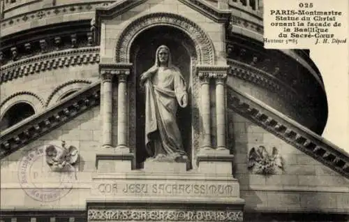 Ak Paris XVIII. Montmartre, Basilika Sacré-Coeur, Christusstatue