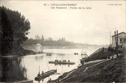 Ak Levallois Perret Hauts de Seine, Les Passeurs, Pointe de la Jatte