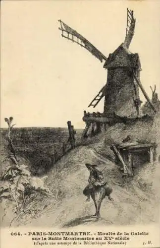 Ak Paris XVIII. Montmartre, Moulin de la Galette im 15. Jahrhundert