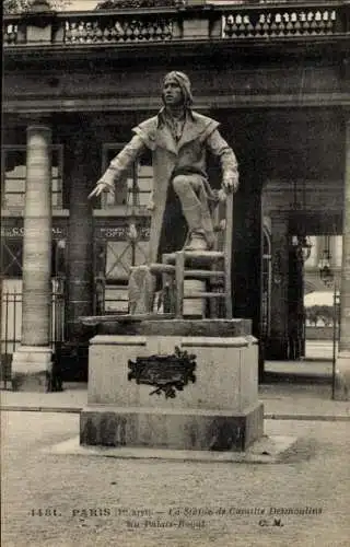 Ak Paris I Louvre, Statue von Camille Desmoulins, Palais Royal