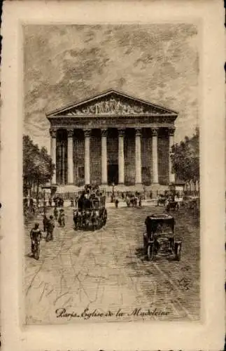 Passepartout Ak Paris 8. Élysée, Madeleine-Kirche