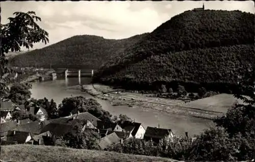 Ak Neckarsteinach in Hessen, Panorama, Dilsberg, Stauwehr