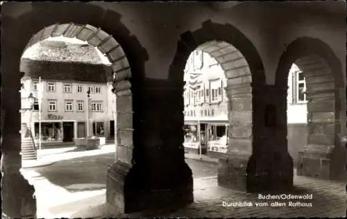 Ak Buchen im Odenwald Baden, Durchblick vom alten Rathaus