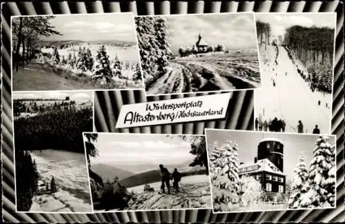 Ak Altastenberg Winterberg im Sauerland, Gebäude, Sprungschanze, Langläufer, Winter