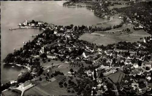 Ak Wasserburg am Bodensee Schwaben, Gesamtansicht, Luftbild