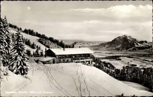 Ak Burgberg im Allgäu, Kemptner Skihütte (Ostlerhütte) mit Grünten