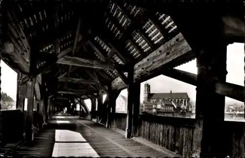 Ak Bad Säckingen am Hochrhein, Alte Holzbrücke, Münster