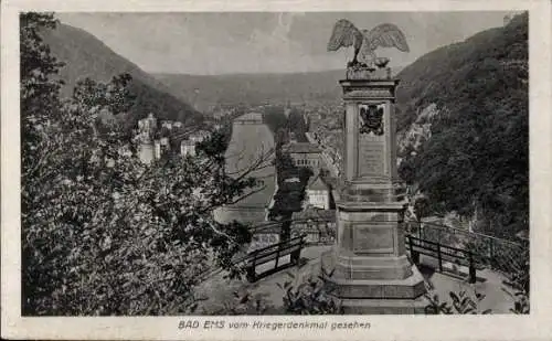 Ak Bad Ems an der Lahn, Blick vom Kriegerdenkmal